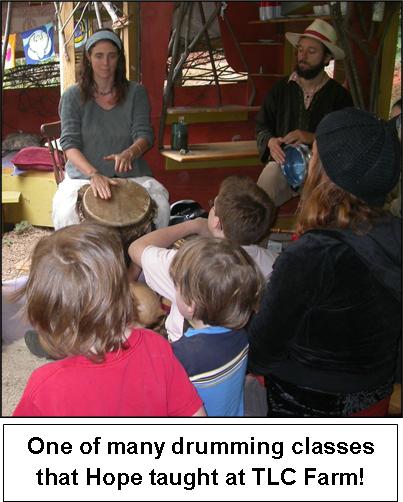 hope teaching drumming at tlc farm