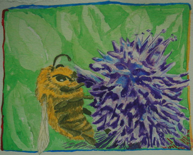 bee on flower painting